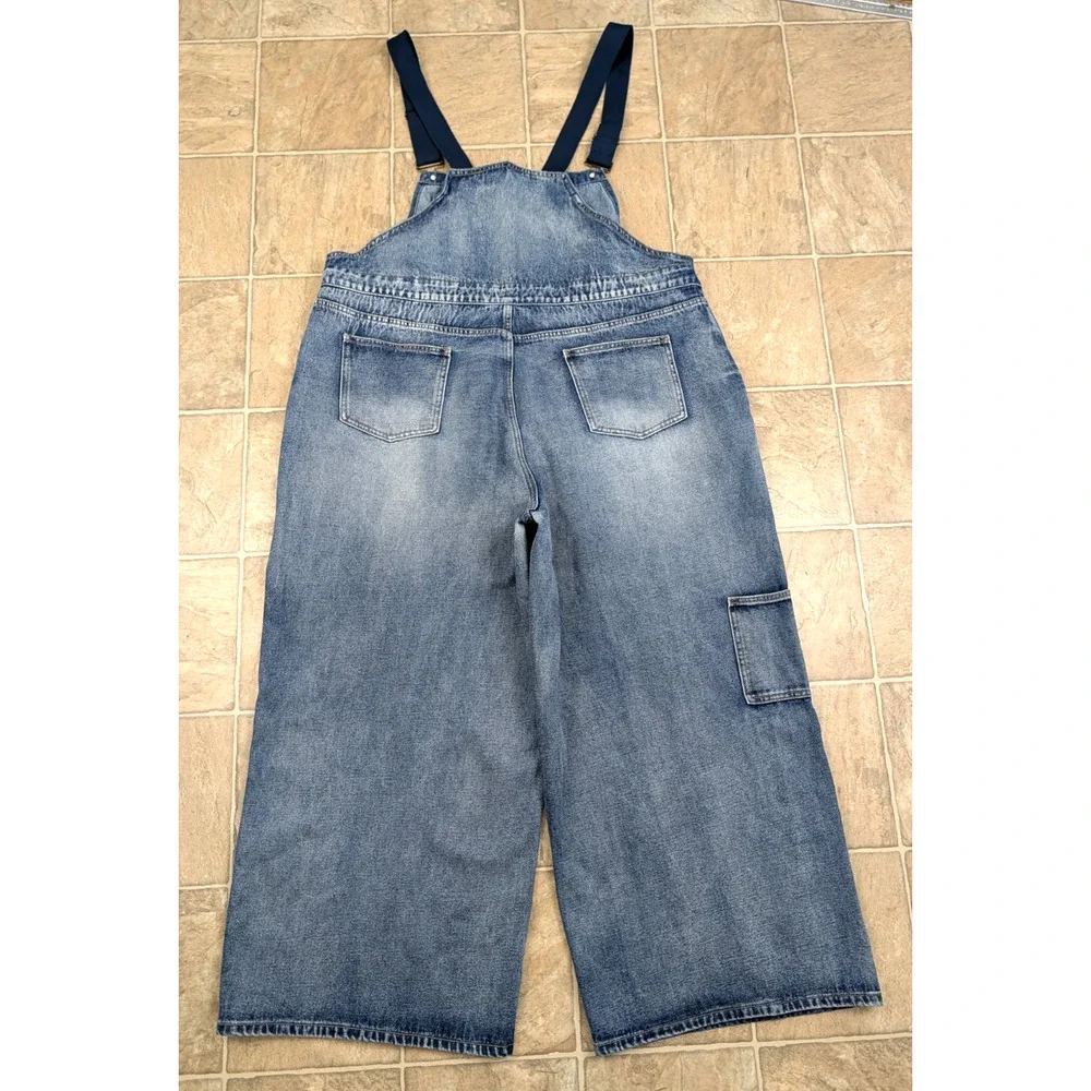 New Cider sz 3XL or 20/22 Denim Jean Jumpsuit wide leg blue one piece hu